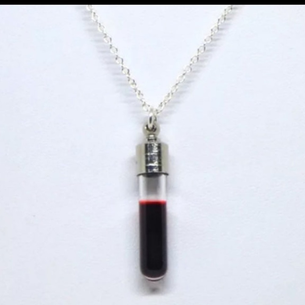 Glass Vial Vampire Blood Necklace Unisex Spooky Jewelry Goth New Silver Ritual
